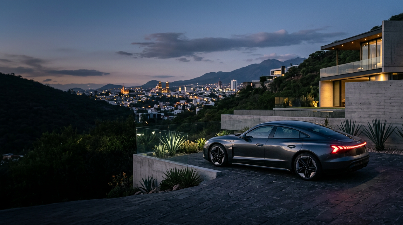 Automóvil premium en Puebla al atardecer